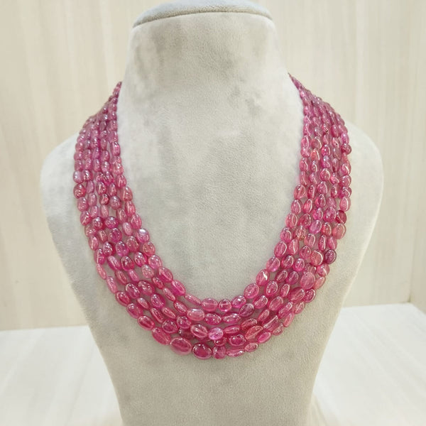 Natural ruby tumble five line beaded necklace – Tushar Gems