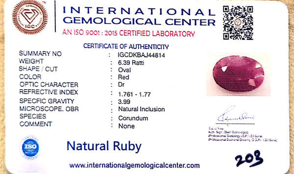 Natural Ruby | Oval Cut | IGC Certified Number: IGCDKBAJ44814 image 2