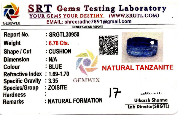 Natural Tanzanite | Cushion | SRT Certified No : SRGTL30950 image 2