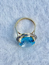Stunning Natural Oval Shape Blue Topaz & Diamond Cocktail Ring in 14K Gold image 2