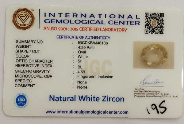 Natural White Zircon | Certified | Oval | Certificate No.: IGCDKBAJ46136 image 2