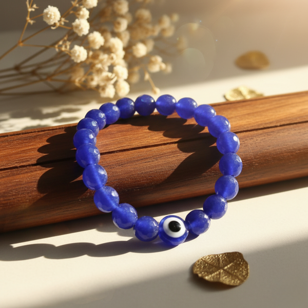 BLUE QUARTZ WITH EVIL EYE BRACELET SATURN image 0