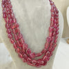 Natural Ruby Tumble Three-Line Beaded Necklace image 2