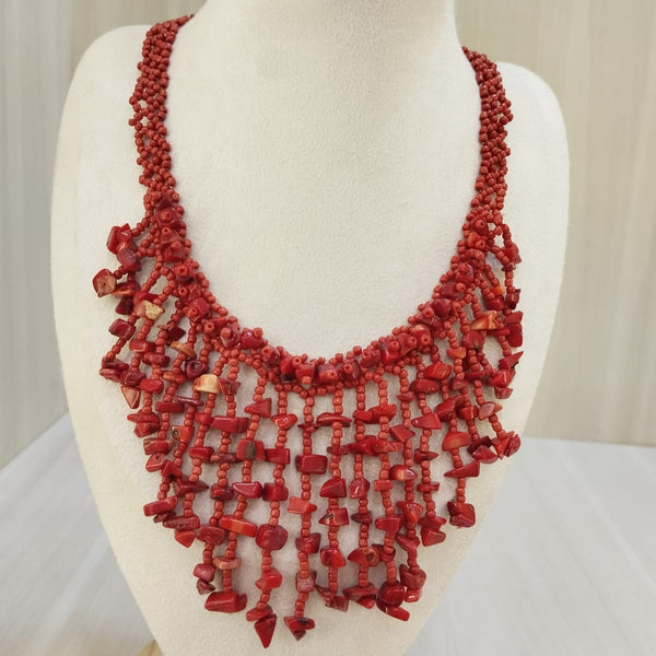 Natural coral mix unusual shape bead necklace (07) – Tushar Gems
