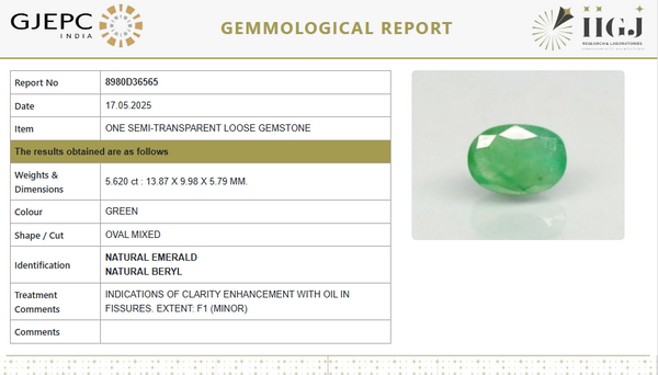 Natural Emerald | Govt. Lab Certified | Oval Mixed Cut | Green No.: 8980D36565 image 1