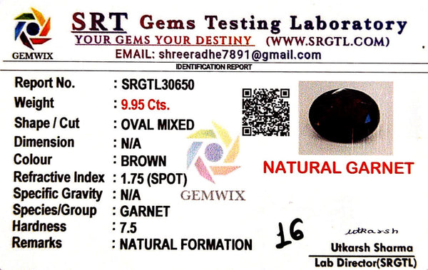 Natural Garnet Oval Mix SRT Certified No : SRGTL30650 image 2