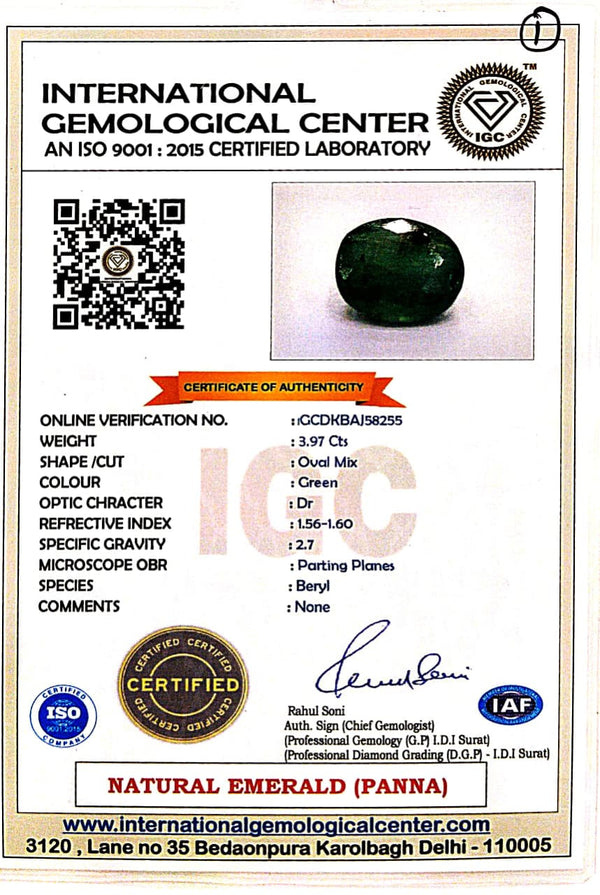 Natural Emerald | Oval Mix | Lab Certified No. IGCDKBAJ58255 image 2