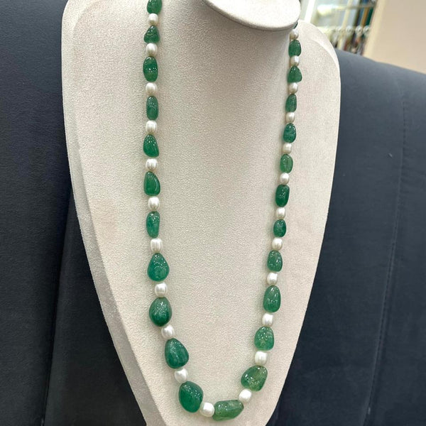 The Natural Pearl with Semi-Emerald Necklace: A Perfect Blend of Grace and Glamour-G.STB02 image 2