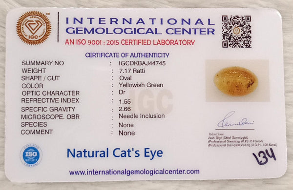 Natural Cat’s Eye: The Stone of Ketu for Protection and Spiritual Growth Summary No IGCDKBAJ44745 image 2