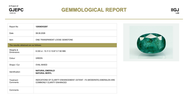 Natural Emerald |55H00| Govt. Lab Certified | OVAL MIXED | Green Report No.12938D53297