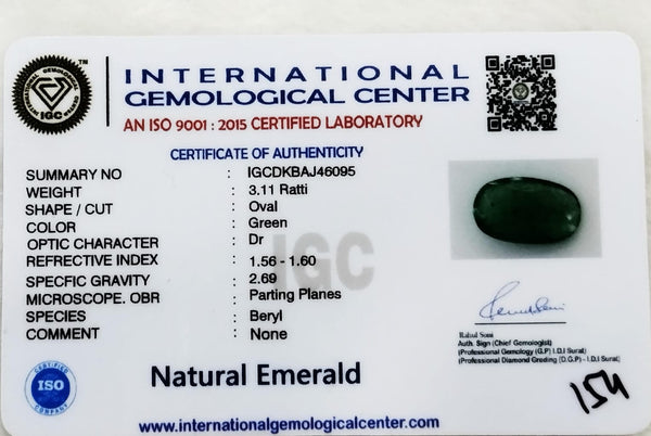 Natural Emerald |25H00| OVAL MIXED | Lab Certified No. IGCDKBAJ46095