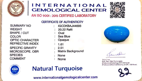 Natural Turquoise | Certified | Oval Cabochon | Sea BlueCertificate No.: IGCDKBAJ44693 image 2