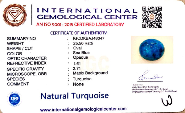 Natural Turquoise | Sea Blue | Oval Cut | IGC Certified | Matrix BackgroundCertification: IGC (IGCDKBAJ48347) image 2