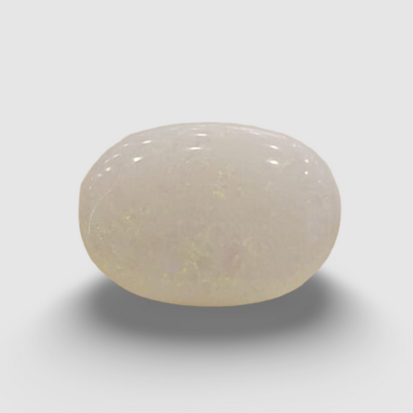 Natural White Opal 3.11 ratti oval cabochon loose gemstone, IGC certified IGCDKBAJ42897