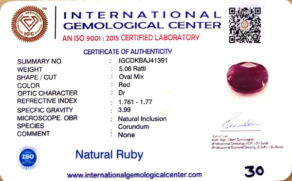 Natural Ruby Gemstone | Oval Mix Cut | IGC Certified | Elegant Red Hue No.: IGCDKBAJ41391 image 2
