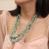 Natural Emerald 2 Line Necklace: A Statement of Grace and Timeless Beauty-EN03 image 0