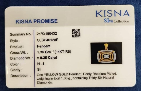 Elegant 14K Gold Kisna Diamond Pendant | 0.25 Ct IJ-SI Diamonds image 1