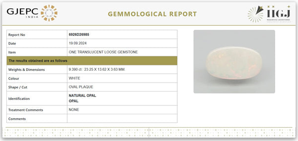 Natural Fire Opal 10.42 Ratti | Govt. Lab Certified | Oval Plaque GemstoneNo.: 6926D26985 image 1