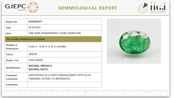 Natural Emerald | Govt. Lab Certified | Oval Mixed Cut | Green 6810D26571 image 1