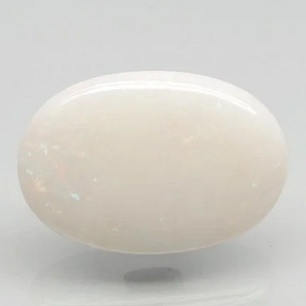 Natural White Opal 11.99 ratti oval cabochon loose gemstone, Govt. lab report no. 6810D26553