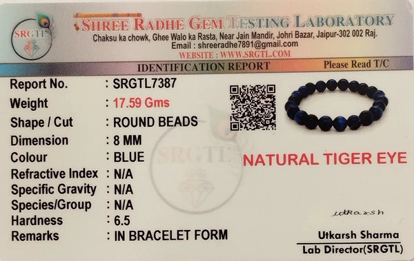 Blue Premium Tiger Eye Alleviate Energy Bracelet For Men & Women image 3