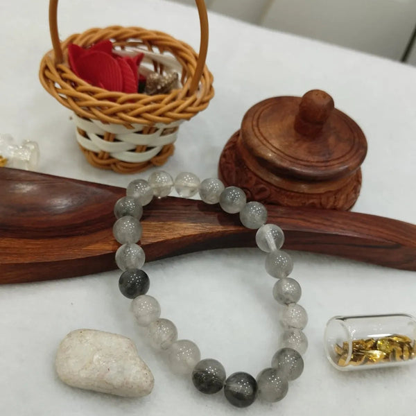 White & Black Premium Quartz Cats Eye Stress Reduction Bracelet For Men & Women image 2