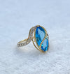 Elegant Natural Blue Topaz in Marquise Shape with Diamonds in 14K Gold Ring image 1