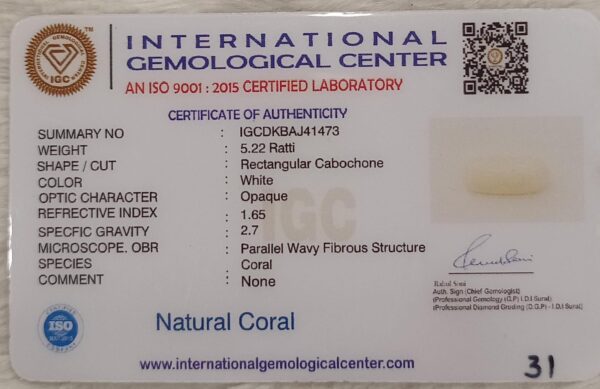 Natural White Coral: The Symbol of Peace and Strength Summary No IGCDKBAJ41473 image 2
