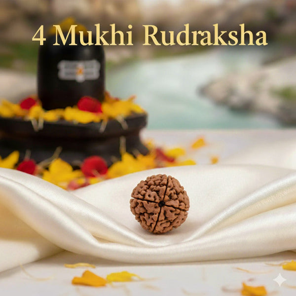 Original 4 Mukhi Rudraksha bead, natural premium, certified – Tushar Gems