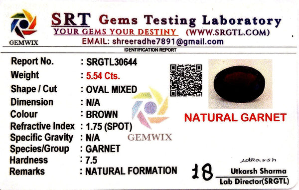 Natural Garnet Oval Mix SRT Certified No : SRGTL30644 image 2