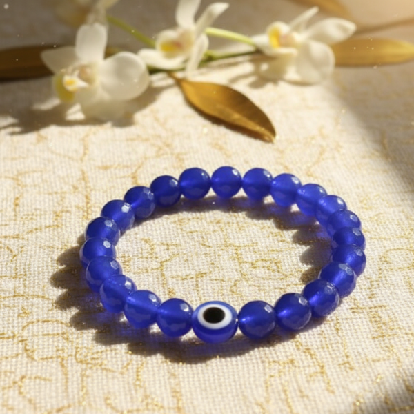 BLUE QUARTZ WITH EVIL EYE BRACELET SATURN image 1