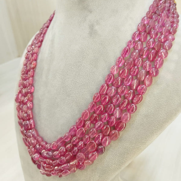 Natural Ruby TumbleFive line Beaded Necklace image 3