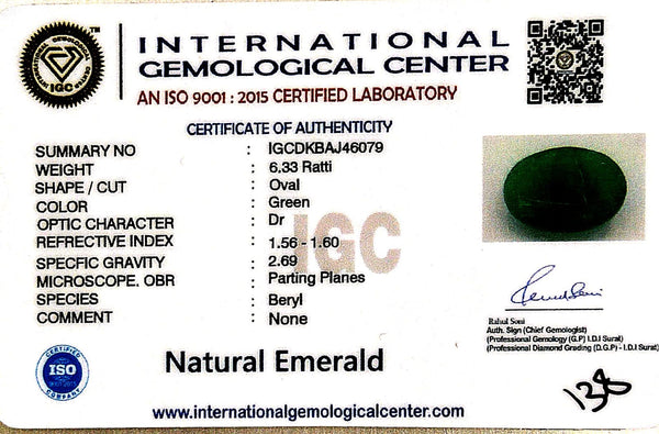 Natural Emerald | Oval | Lab Certified No. IGCDKBAJ46079 image 2