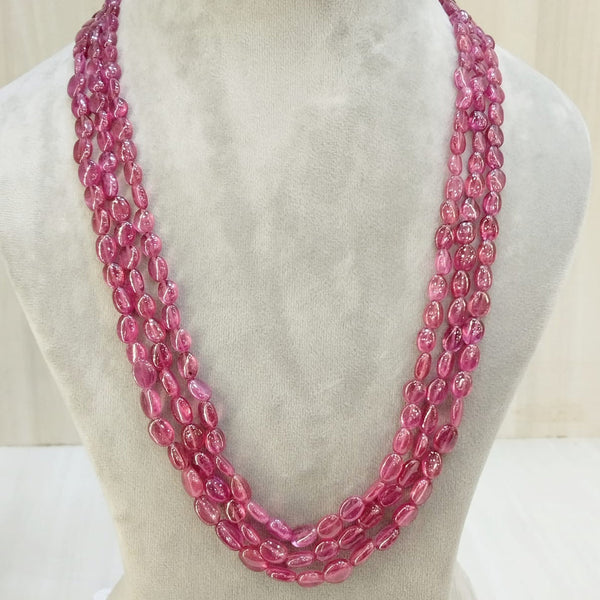 Natural ruby tumble three line necklace, handcrafted – Tushar Gems