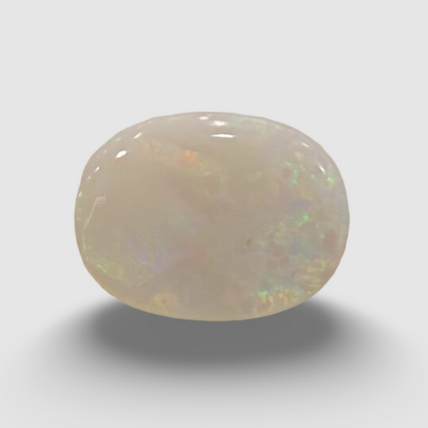 Natural White Opal 6.50 ratti oval cabochon loose gemstone, IGC certified IGCDKBAJ42974