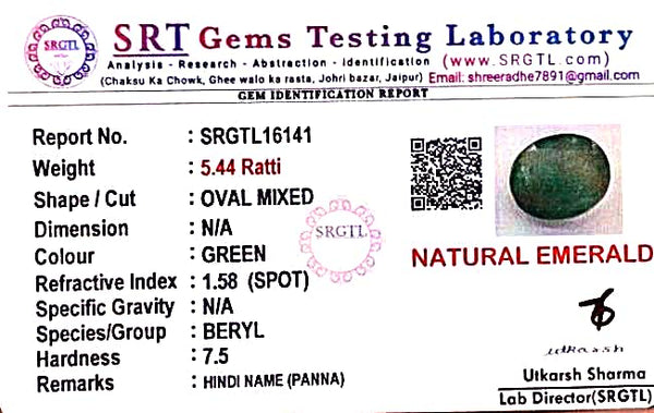 Natural Emerald | Oval Mixed| Govt. Lab Certified No. SRGTL16141 image 2