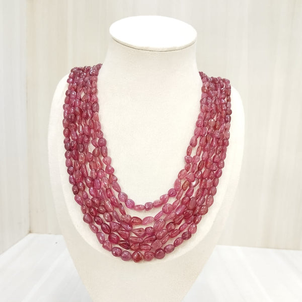Natural Ruby Six Line Tumble Necklace: A Bold Expression of Nature’s Beauty image 0