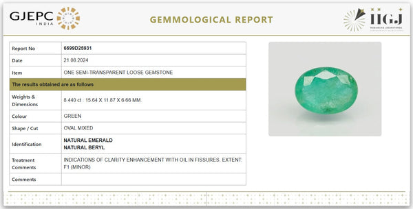 Natural Emerald 9.38 Ratti | Oval Mixed Cut | Govt. Lab Certified 6699D25931 image 1