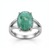 Natural Emerald (Panna) ring with oval cabochon in silver prong setting – Tushar Gems