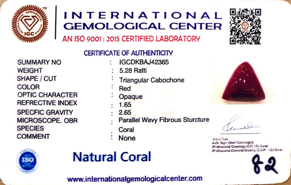Natural Italian Red Coral | Certified Triangular Cabochon Moonga | Untreated Gemstone IGCDKBAJ42365 image 1