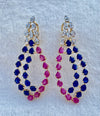 Luxurious Natural Ruby & Blue Sapphire Earrings with Diamonds in 14K Gold image 0
