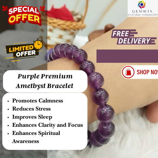 Purple Premium Amethyst Spiritual Awareness Bracelet For Men & Women image 1