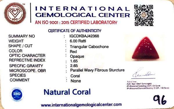 Natural Italian Red Coral | Certified Triangular Cabochon Moonga | Untreated Gemstone IGCDKBAJ42368 image 1