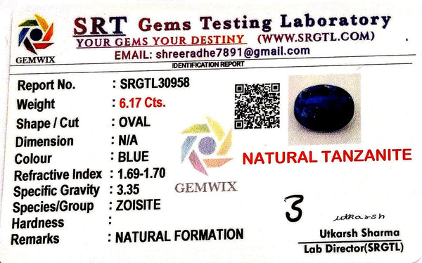 Natural Tanzanite | Oval | SRT Certified No : SRGTL30958 image 2