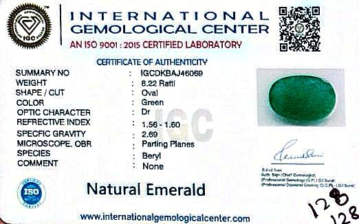 Natural Emerald | Oval Cut | Govt. Lab Certified No. IGCDKBAJ46069 image 2