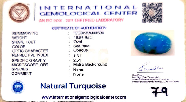 Natural Turquoise | Certified Sea Blue Firoza | Oval Shape with MatrixCertificate No.: IGCDKBAJ44690 image 2