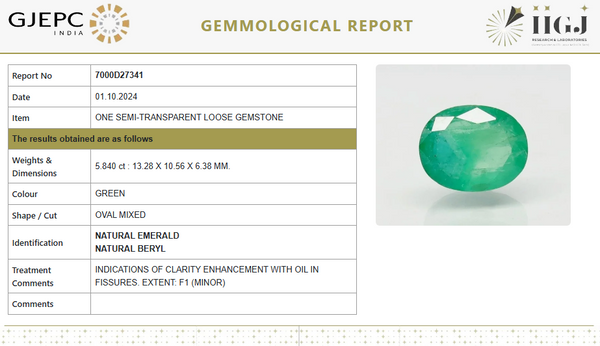 Natural Emerald | Oval Cut | Govt. Lab Certified image 1