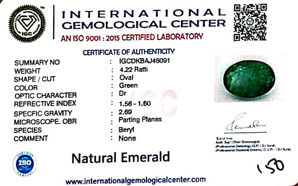 Natural Emerald| Oval Cut| Govt. Lab Certified No. IGCDKBAJ46091 image 2