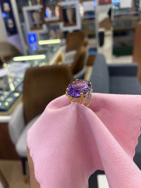 Royal Amethyst & Diamond Ring in 14K Gold image 3