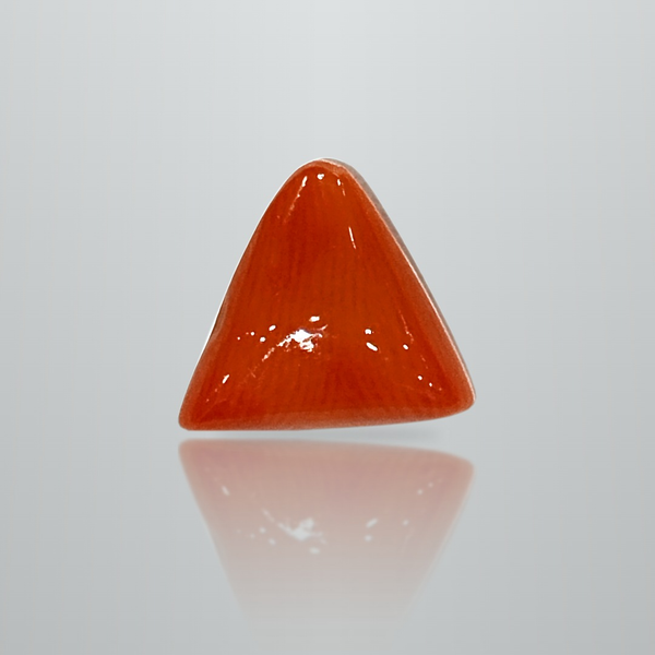 Natural Italian Red Coral (Moonga) triangular cabochon, untreated, certified IGCDKBAJ42364